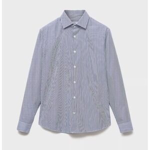 Mango Essentials MNG Mens Slim Fit Striped Button Down Shirt Blue White 17046001